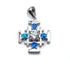 Sterling Silver with Opal Jerusalem Cross Pendant